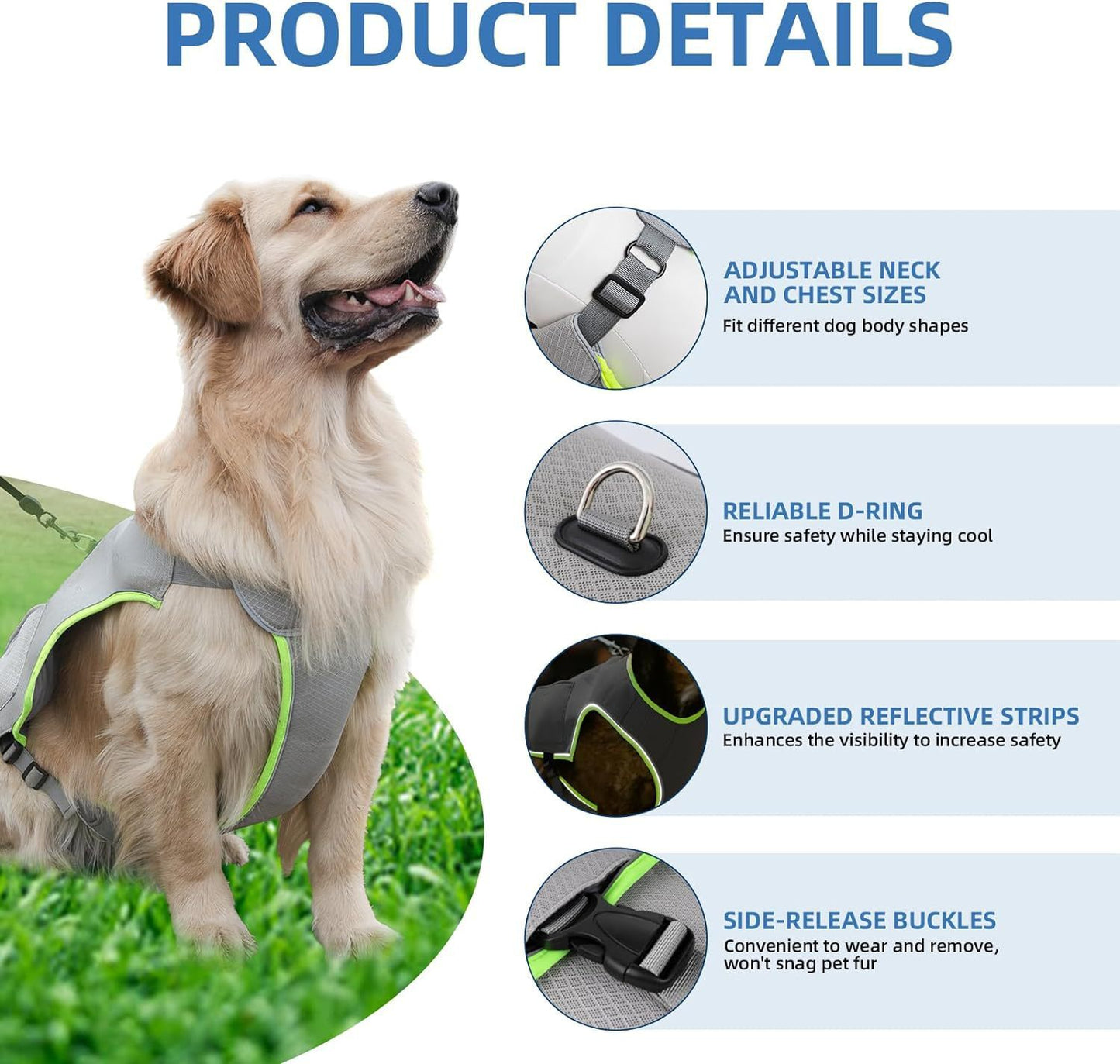 Fido Bay | Dog Grey Cooling Vest – Ice Pack Cooling, Adjustable for Comfort & Performance - Fido Bay
