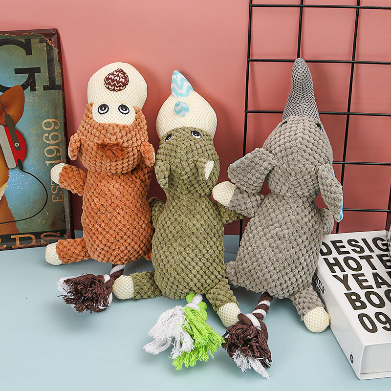 Fido Bay | Plush Animal Dog Toys – Squeaky Monkey, Elephant & Rhino for Fun Playtime - Fido Bay