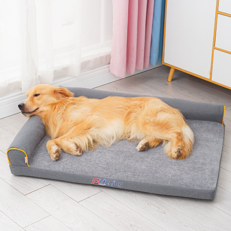Fido Bay Chenille Dog Bed – Soft, Cozy Pet Nest for Giant Breeds – 120 x 90 cm | Blue & Gray - Fido Bay