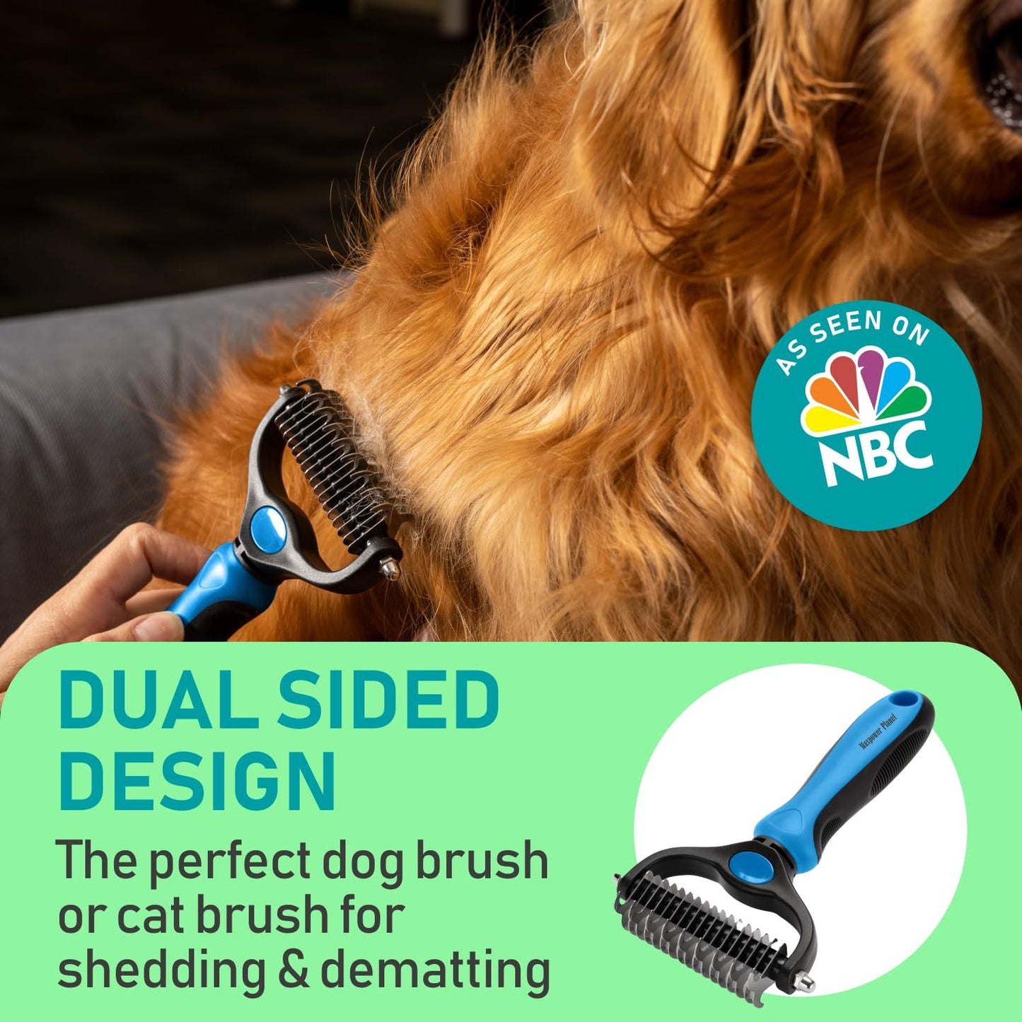 Fido Bay | Dual-Sided Grooming Brush – Ultimate Dematting & Deshedding Tool for Thick & Double Coats - Fido Bay