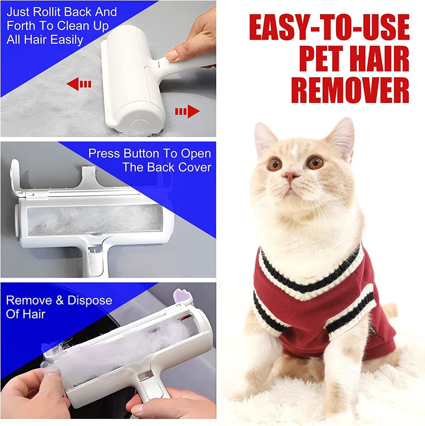 Fido Bay Household Pet Hair Remover Drum Type – Easy Fur Removal for Clothes, Furniture & Bedding - Fido Bay