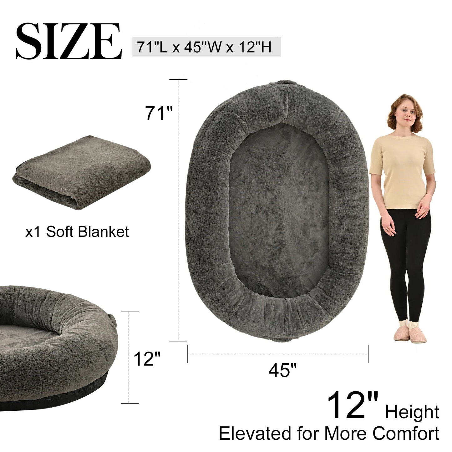 Fido Bay Dog Bed for Giant Breeds | Large Light Gray Bed with High Support - Fido Bay