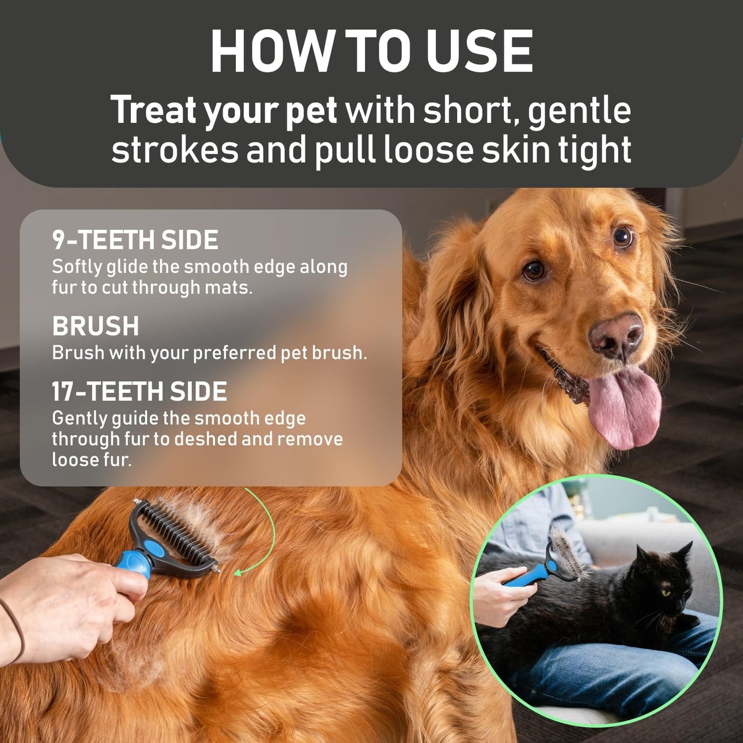 Fido Bay | Dual-Sided Grooming Brush – Ultimate Dematting & Deshedding Tool for Thick & Double Coats - Fido Bay