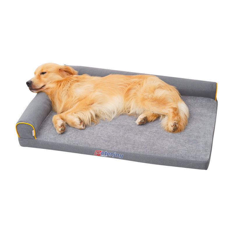 Fido Bay Chenille Dog Bed – Soft, Cozy Pet Nest for Giant Breeds – 120 x 90 cm | Blue & Gray - Fido Bay