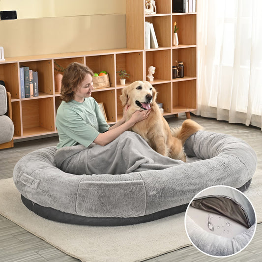 Fido Bay Dog Bed for Giant Breeds | Large Light Gray Bed with High Support - Fido Bay 