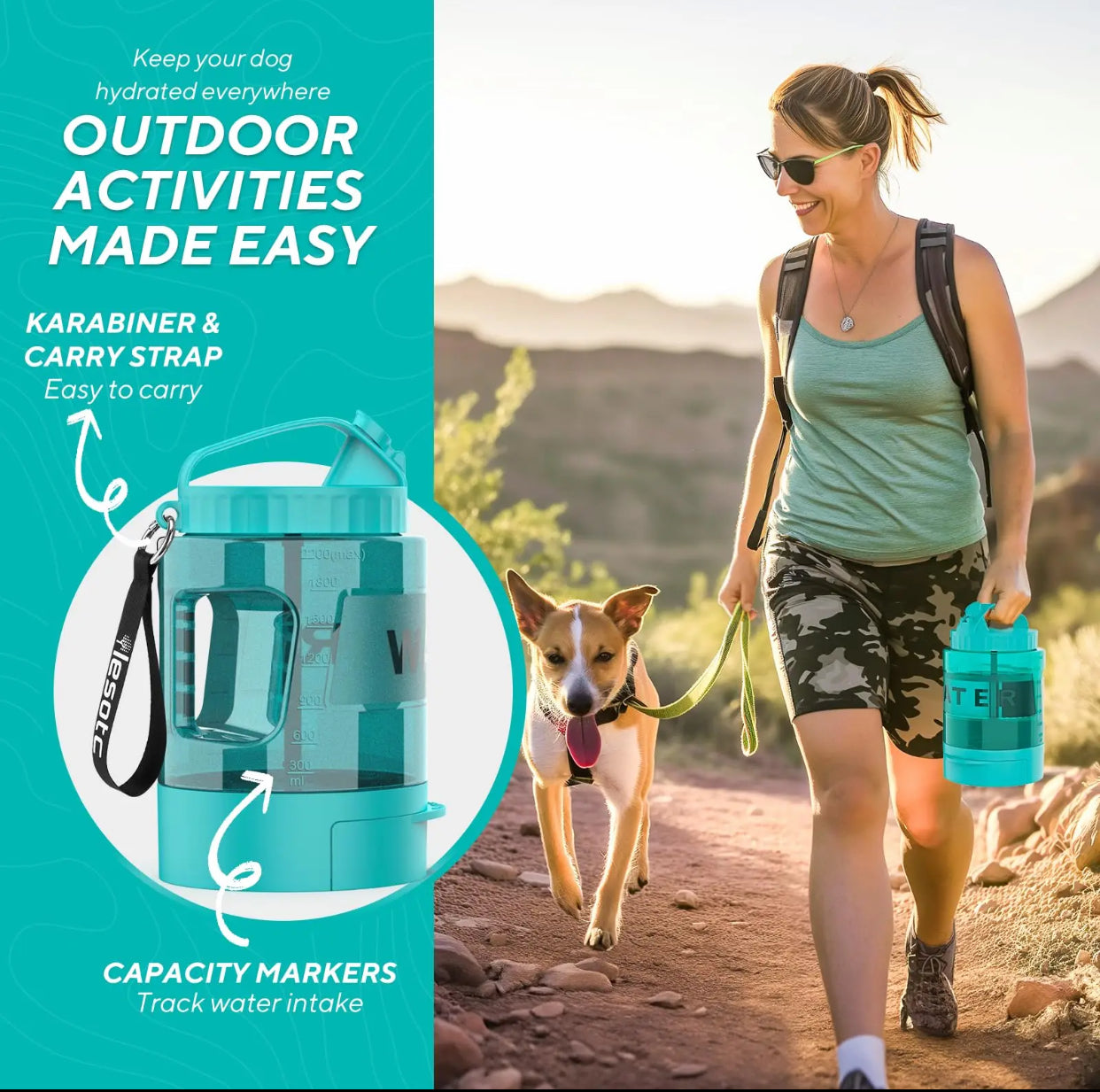 Fido Bay | Portable 2L Dog Water Bottle with Attached Bowl – Convenient & Leak-Proof, Now On Sale! - Fido Bay 